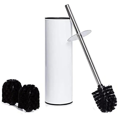 Bamodi Toilet Brush Set Stainless Steel 3 Heads Hideaway Design Cleaning White