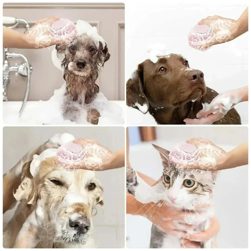 Bathroom Puppy Big Dog Cat Bath Massage Gloves Brush Soft Safety