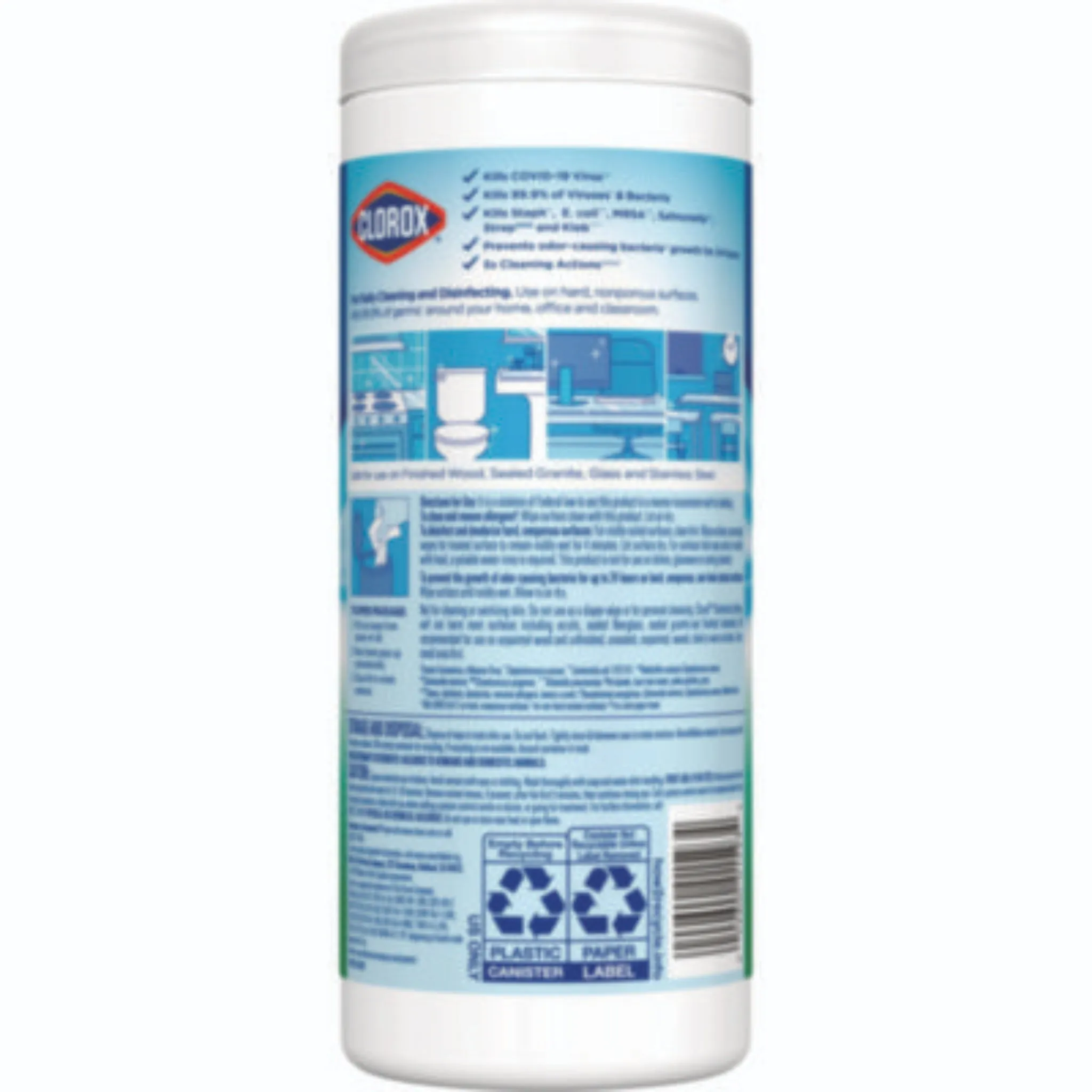 CLOROX SALES CO. CLO01593EA Disinfecting Wipes, 1-Ply, 7 x 8, Fresh Scent, White, Canister of 35, 1 Each