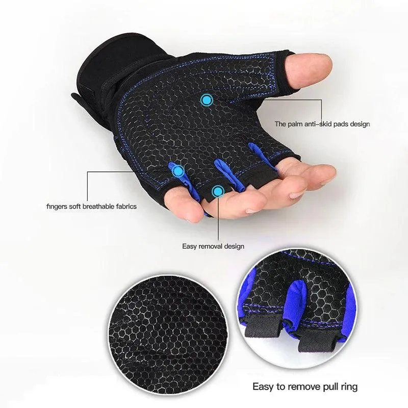 Gym Gloves for Men and Women: Fitness Weight Lifting Wristband Gloves for Bodybuilding, Training, and Cycling