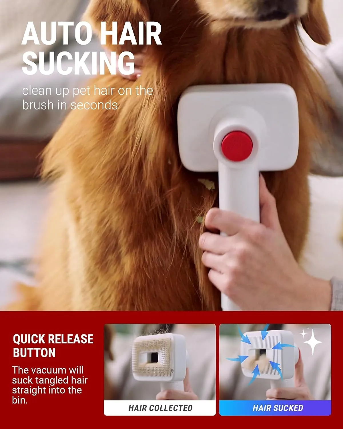 Pet Hair Vacuum and Dog Grooming Kit
