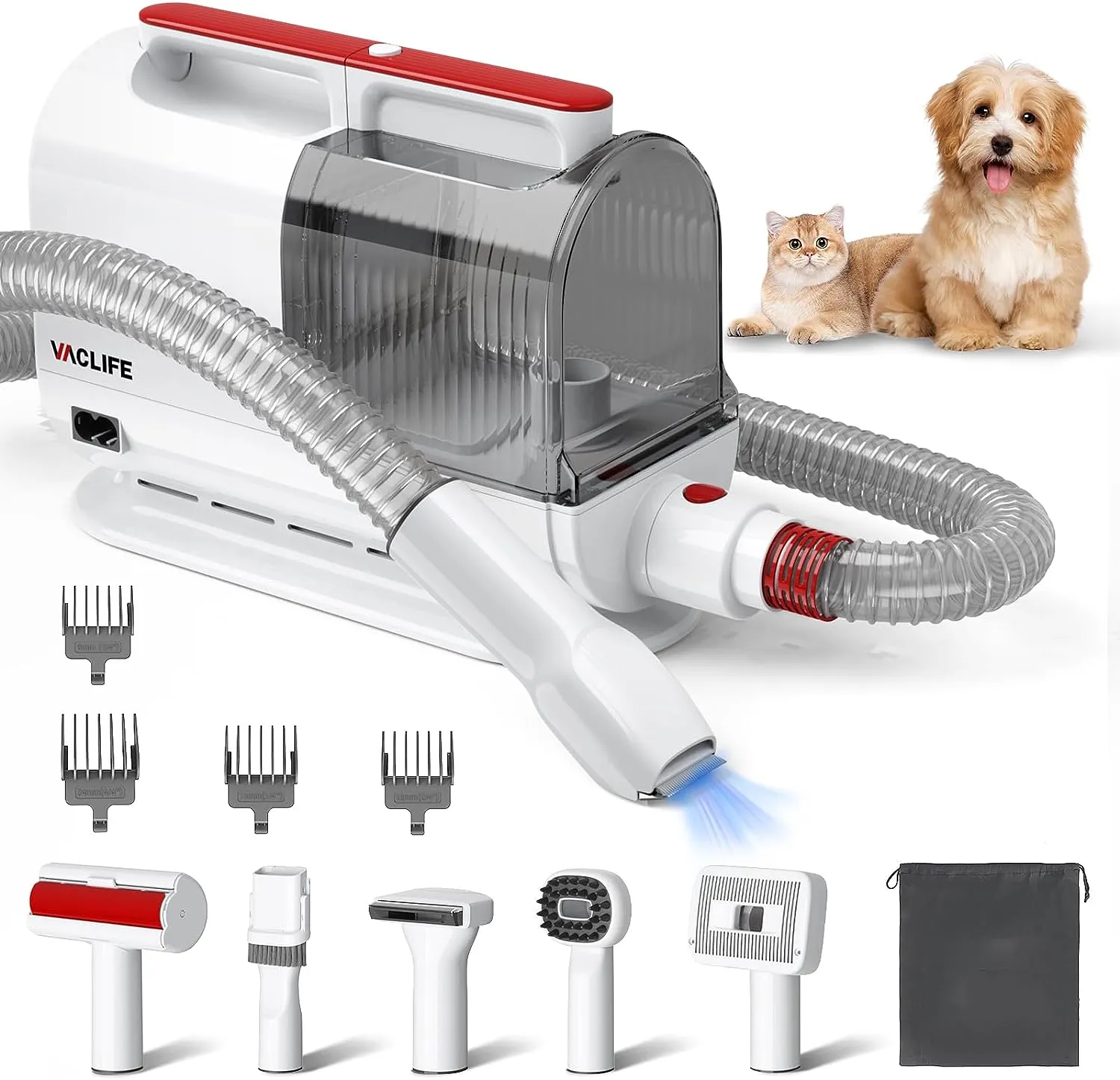 Pet Hair Vacuum and Dog Grooming Kit