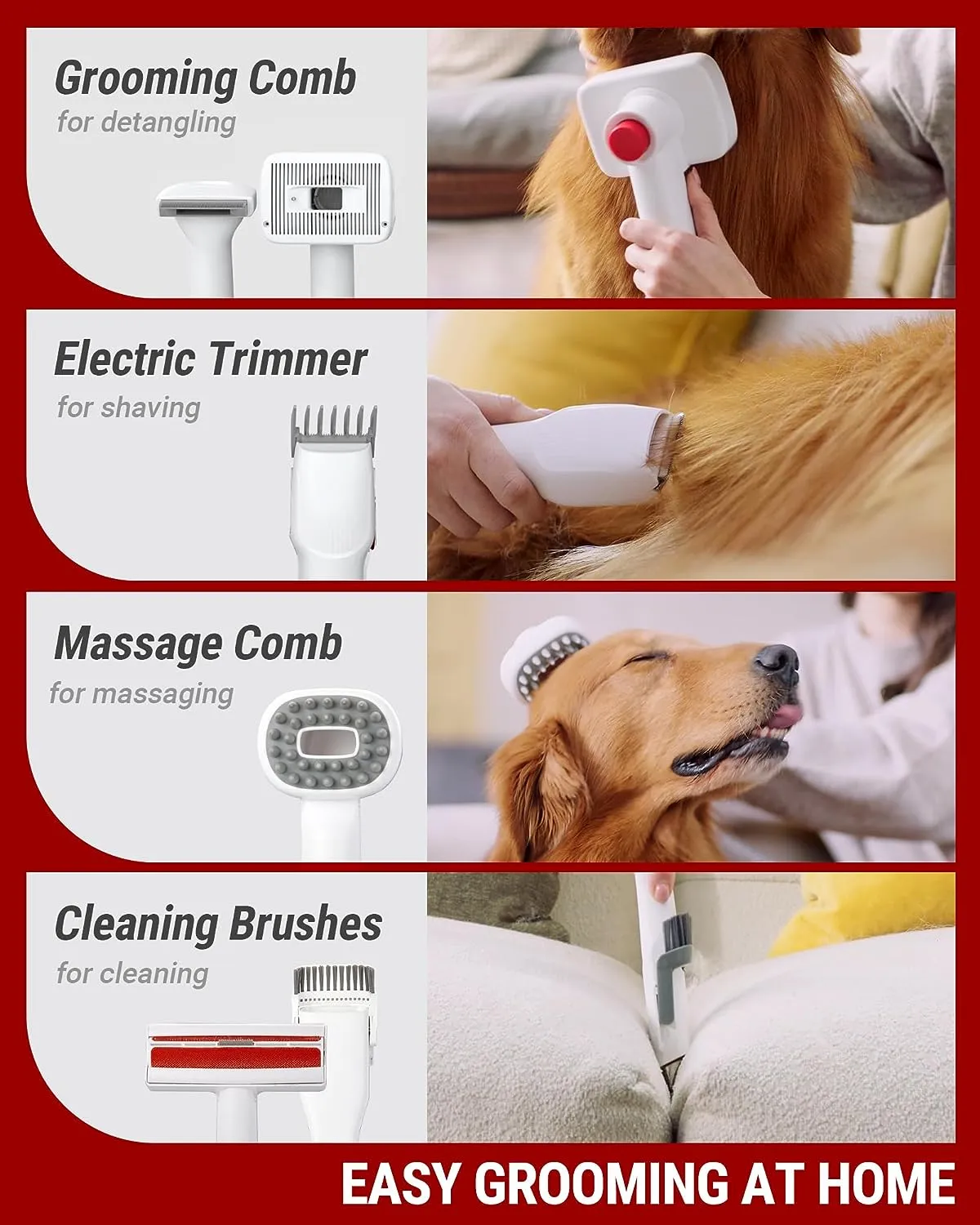 Pet Hair Vacuum and Dog Grooming Kit
