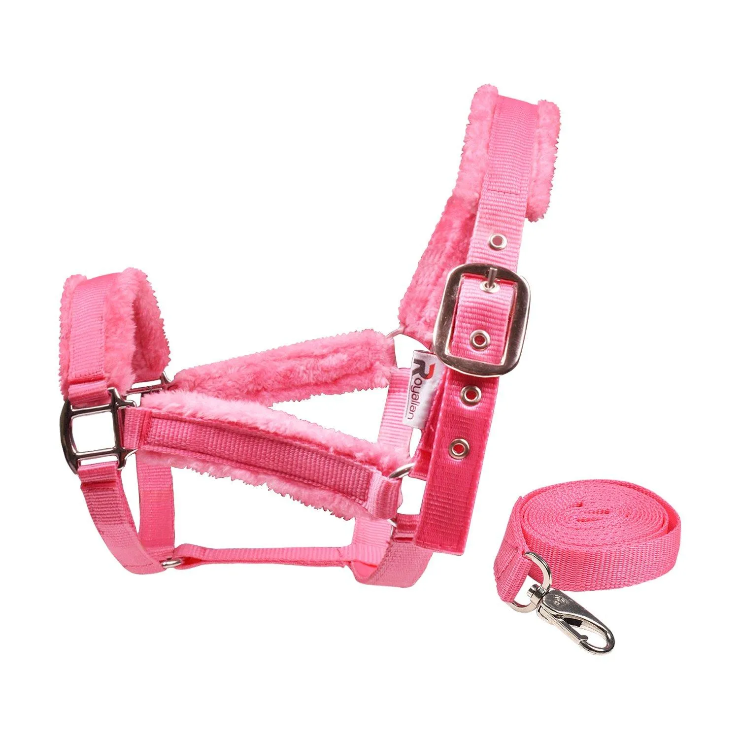 Royalian Equestrian Horse Nylon Fleece Padded Halter With Nylon Lead