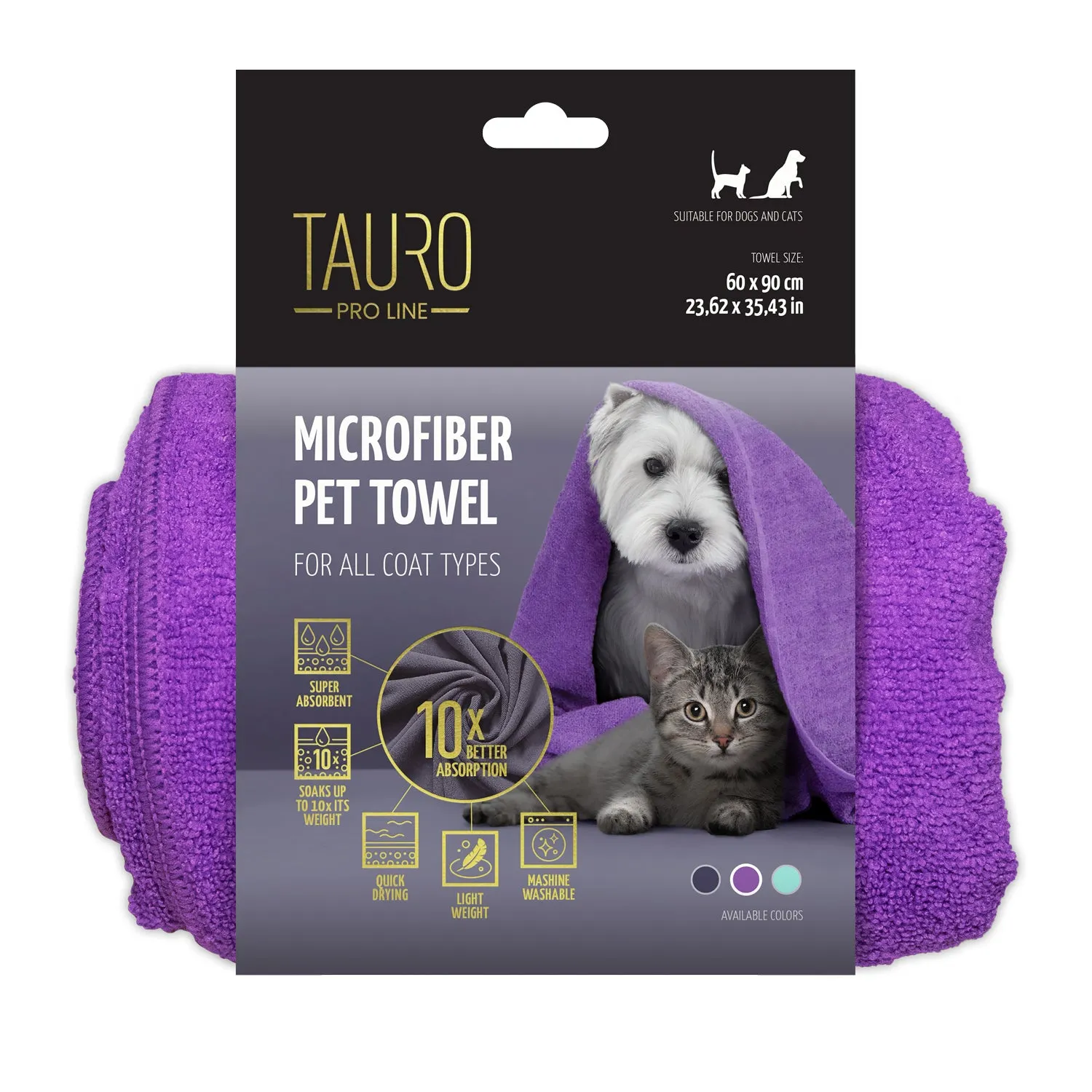 Tauro Pro Line microfiber towel for pets, purple